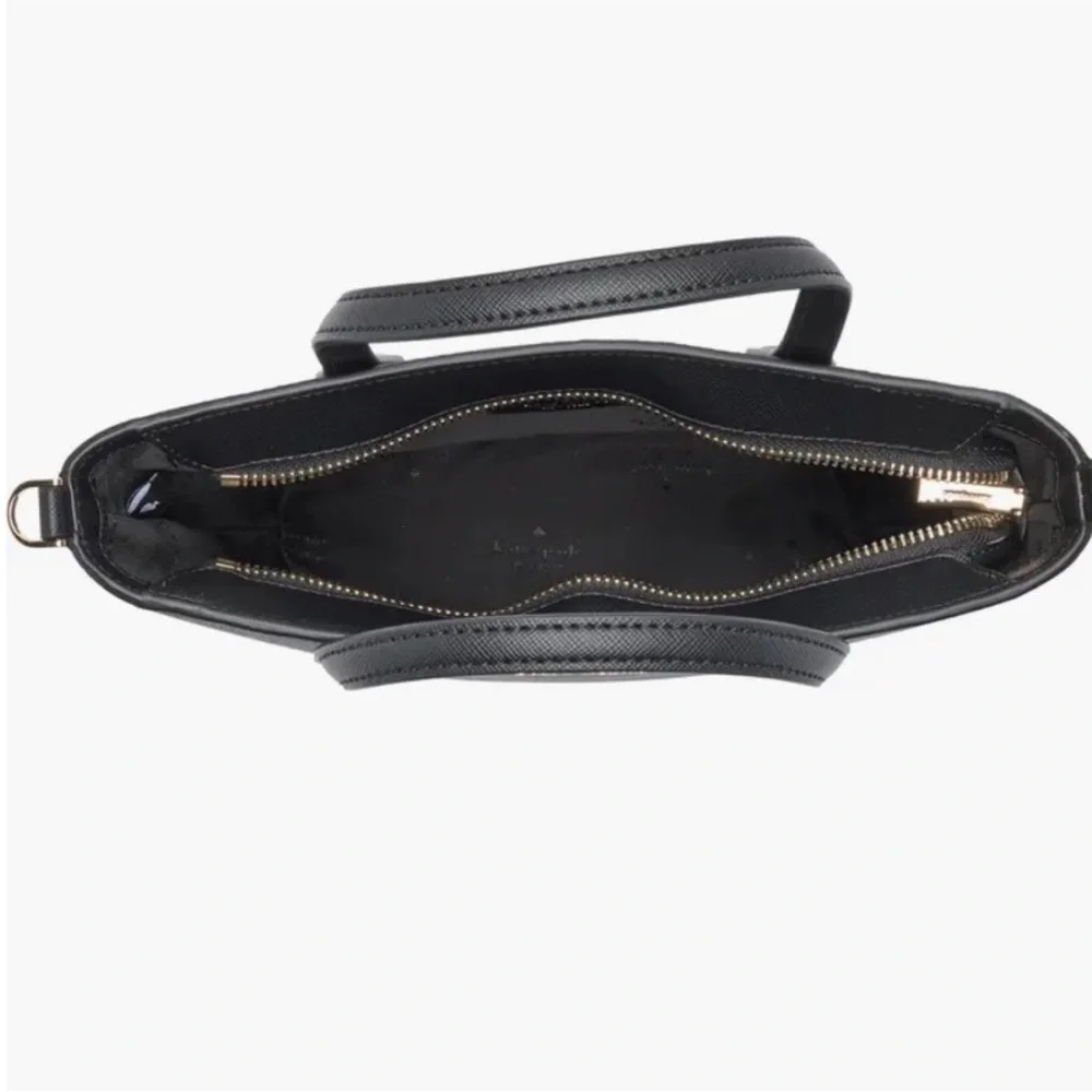 Kate Spade NWT Black Leather Shimmer Removable Crossbody Strap Satchel Tote Bag